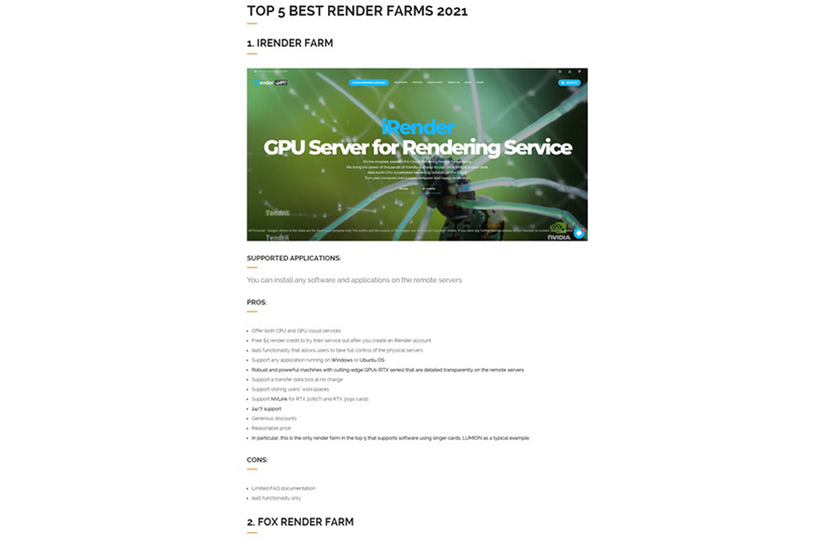 iRender top 5 best render farms in the world
